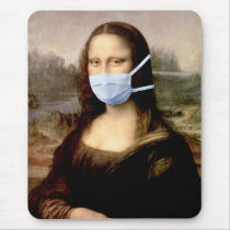 Swine Flu Mona Lisa With Mask Mousepad