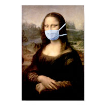 Swine Flu Mona Lisa With Mask Poster posters