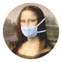 Swine Flu Mona Lisa With Mask Sticker