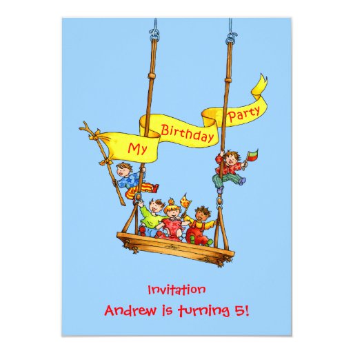 Swing Birthday Kids Party Invitation Zazzle