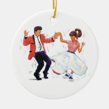 swing dancer poodle skirt & saddle shoes christmas tree ornaments