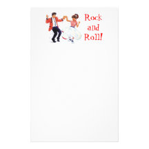 swing dancer poodle skirt & saddle shoes custom stationery