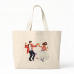 swing dancer with poodle skirt and saddle shoes canvas bags