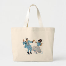 swing dancer with poodle skirt and saddle shoes canvas bags