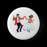 swing dancer with poodle skirt and saddle shoes pins