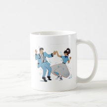 swing dancer with poodle skirt and saddle shoes coffee mugs