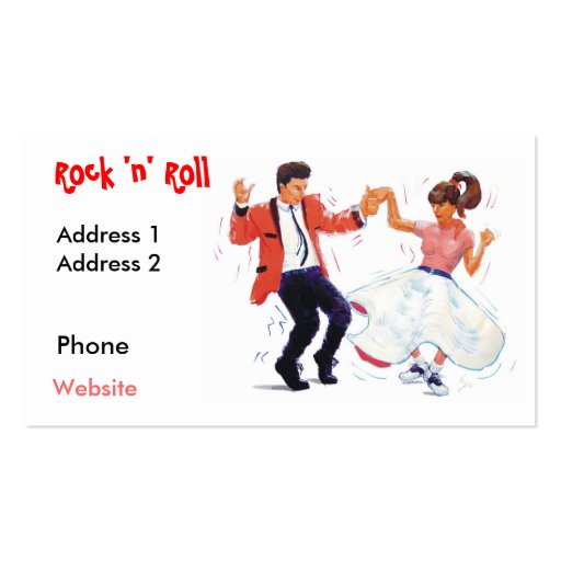 swing dancer with poodle skirt and saddle shoes po business card template (front side)