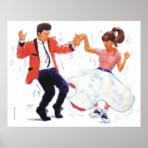 swing dancer with poodle skirt and saddle shoes poster Zazzle