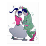 swing dancers postcards
