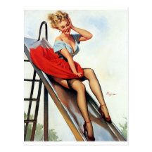 Swing Pin Up Postcard