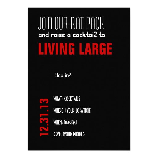 Swingers Rat Pack 30th Birthday Party Custom Announcements