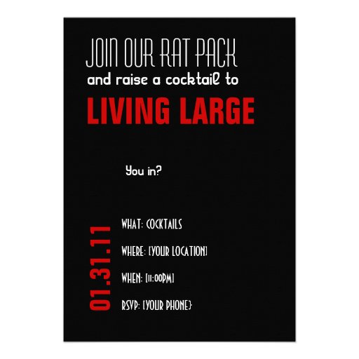 Swingers Rat Pack 30th Birthday Party Invite