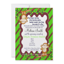 Swinging Monkey Baby Shower Invitations