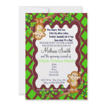 Swinging Monkey Baby Shower Invitations