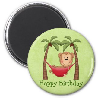 Swinging Monkey Birthday magnet