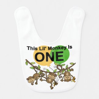 Swinging Monkeys 1st Birthday Bib