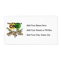 Swinging Monkeys 1st Birthday t shirts and Gifts Personalized Shipping Label