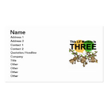 Swinging Monkeys 3rd Birthday tshirts and Gifts Business Card Template