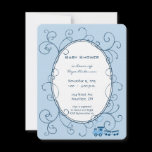 Swirl Baby Boy Blue Dot Train Shower Announcement