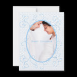 Swirl Blue Dots on White Photo Baby Boy Shower