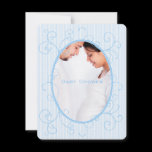 Swirl Blue Stripes on White Photo Baby Boy Shower