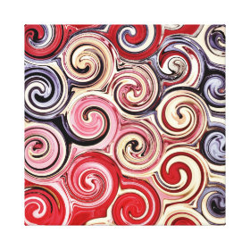 Swirl Me Pretty Colorful Red Blue Pink Pattern Stretched Canvas Prints