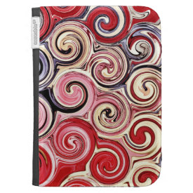 Swirl Me Pretty Colorful Red Blue Pink Pattern Kindle 3G Case