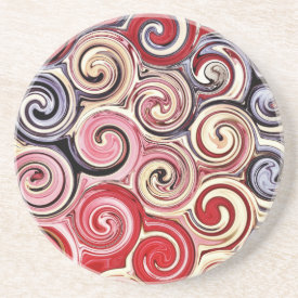 Swirl Me Pretty Colorful Red Blue Pink Pattern Beverage Coaster