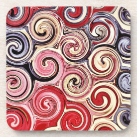 Swirl Me Pretty Colorful Red Blue Pink Pattern Coasters