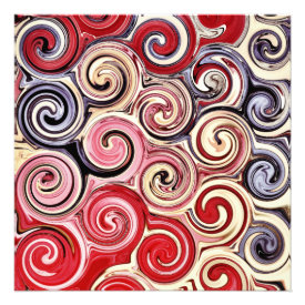 Swirl Me Pretty Colorful Red Blue Pink Pattern Personalized Invitation