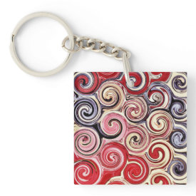 Swirl Me Pretty Colorful Red Blue Pink Pattern Acrylic Key Chain