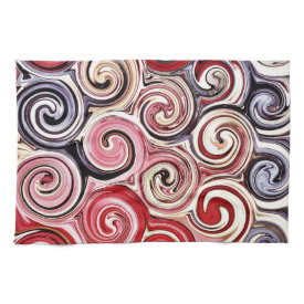 Swirl Me Pretty Colorful Red Blue Pink Pattern Kitchen Towel