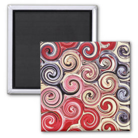 Swirl Me Pretty Colorful Red Blue Pink Pattern Refrigerator Magnet