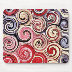 Swirl Me Pretty Colorful Red Blue Pink Pattern Mousepads