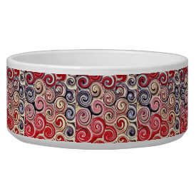 Swirl Me Pretty Colorful Red Blue Pink Pattern Dog Food Bowl