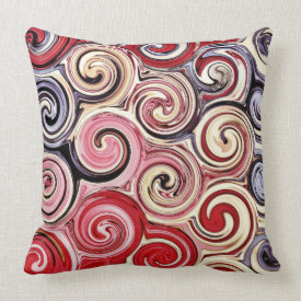 Swirl Me Pretty Colorful Red Blue Pink Pattern Throw Pillow