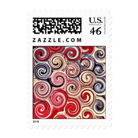 Swirl Me Pretty Colorful Red Blue Pink Pattern Postage