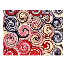 Swirl Me Pretty Colorful Red Blue Pink Pattern Postcards