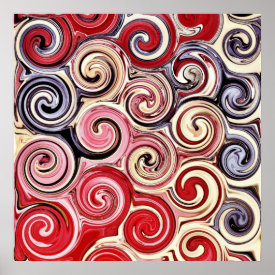 Swirl Me Pretty Colorful Red Blue Pink Pattern Posters