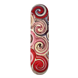 Swirl Me Pretty Colorful Red Blue Pink Pattern Skateboard Deck