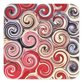 Swirl Me Pretty Colorful Red Blue Pink Pattern Stickers