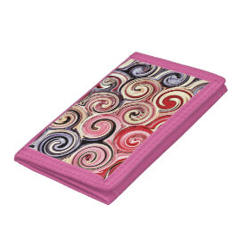 Swirl Me Pretty Colorful Red Blue Pink Pattern Trifold Wallets