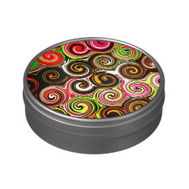 Swirl Me Pretty Colorful Swirls Pattern Jelly Belly Tin