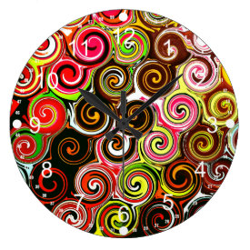 Swirl Me Pretty Colorful Swirls Pattern Wall Clocks