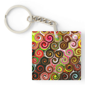 Swirl Me Pretty Colorful Swirls Pattern Acrylic Keychain