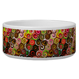 Swirl Me Pretty Colorful Swirls Pattern Dog Food Bowls