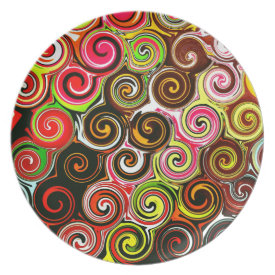 Swirl Me Pretty Colorful Swirls Pattern Dinner Plates
