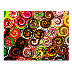 Swirl Me Pretty Colorful Swirls Pattern Post Cards