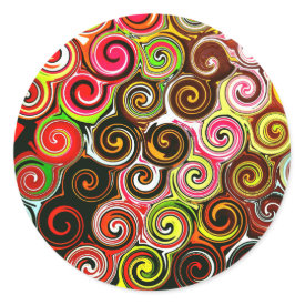 Swirl Me Pretty Colorful Swirls Pattern Round Sticker