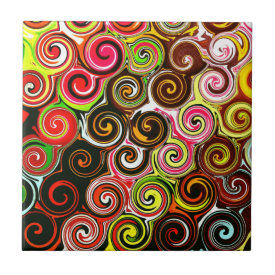 Swirl Me Pretty Colorful Swirls Pattern Tile